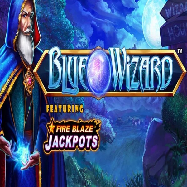 Blue Wizard Fire Blaze Jackpots by Rarestone Gaming, showcased at casinorobocats.com – game logo