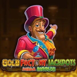 Try Gold Factory Jackpots Mega Moolah slot by Aurum Signature Studios on casinorobocats.com – logo image